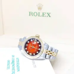 Rolex 26mm 18K Half Yellow Gold Red Degrade Diamonds Datejust REF: 69173 (R)