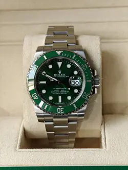 ROLEX SUBMARINER 116610LV SILVER OYSTER BRACELET WITH GREEN BEZEL 2013 B+P