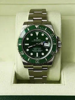 ROLEX SUBMARINER 116610LV SILVER OYSTER BRACELET WITH GREEN BEZEL 2012 B+P