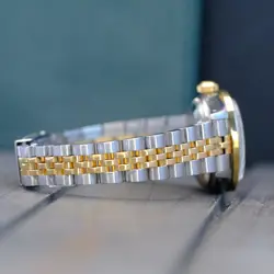 Rolex Datejust Ladies Two-Tone Gold SS Metal Watch Blue Diamond Dial Bezel Lugs