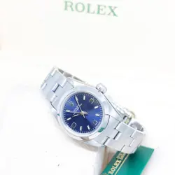 ROLEX 26MM BLUE ARABIC DIAL OYSTER PERPETUAL REF: 67180 (BOX, CERT & TAG)