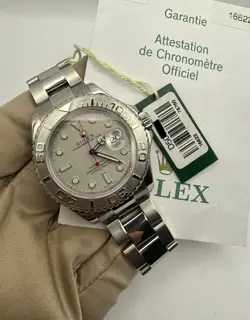 ROLEX YACHT-MASTER 40MM PLATINUM 16622 OYSTER BRACELET STEEL W/ PAPERS HANGTAG