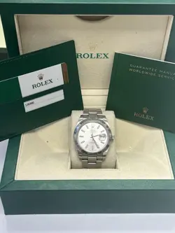 ROLEX DATEJUST 126300 41MM OYSTER BRACELET WITH SILVER BEZEL BOX AND PAPERS