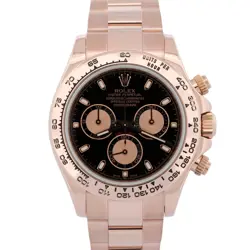 ROLEX DAYTONA COSMOGRAPH BLACK 40MM 18K ROSE GOLD CHRONOGRAPH WATCH 116505