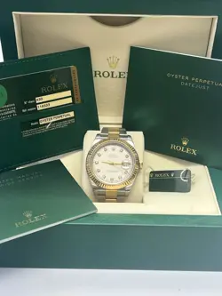ROLEX DATEJUST 116333 2 TONE OYSTER BRACELET WITH GOLD BEZEL 41MM BOX & PAPERS