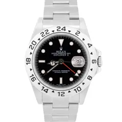 NOS STICKERED ROLEX EXPLORER II 40MM BLACK REHAUT STEEL 3186 WATCH 16570 BOX