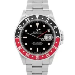 ROLEX GMT-MASTER II 40MM COKE RED BLACK STAINLESS STEEL OYSTER DATE 16710 WATCH