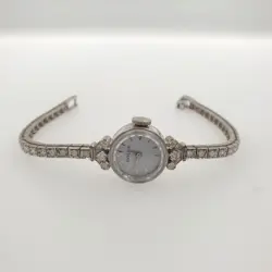 Vintage Rolex Lady Watch with Diamonds Tennis Bracelet White Gold 14k