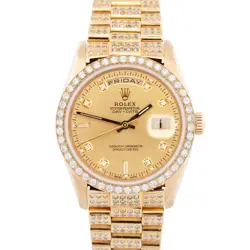 ROLEX DAY-DATE PRESIDENT CHAMPAGNE DIAMOND 36MM 18K YELLOW GOLD WATCH 18238