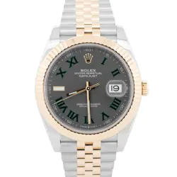 PAPERS ROLEX DATEJUST 41MM WIMBLEDON TWO-TONE 18K GOLD FLUTED JUBILEE 126333 BOX