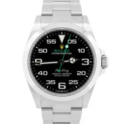 2024 PAPERS ROLEX AIR-KING 40MM GREEN BLACK STAINLESS STEEL WATCH 126900 BOX