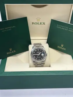 ROLEX DATEJUST 116200 SILVER OYSTER BRACELET WITH SILVER BEZEL 36MM ROLEX BOX