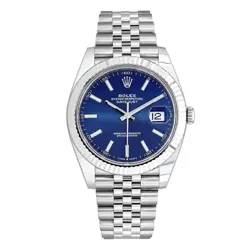 ROLEX DATEJUST 41 WATCH 41MM BLUE INDEX HOUR MARKERS DIAL WHITE GOLD
