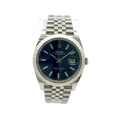 ROLEX DATEJUST #126234 -41MM STAINLESS JUBILEE BLUE FACE WHITE GOLD FLUTED BEZEL