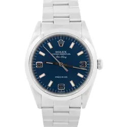 PAPERS ROLEX OYSTER PERPETUAL AIR-KING BLUE 34MM 3-6-9 RSC WATCH 14000 M BOX