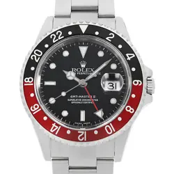 ROLEX GMT MASTER II RED AND BLACK BEZEL 16710 BLACK F NUMBER SECOND HAND MENS