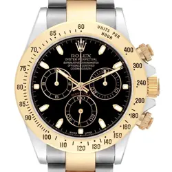 ROLEX DAYTONA STEEL YELLOW GOLD BLACK DIAL AUTOMATIC MENS WATCH 116523