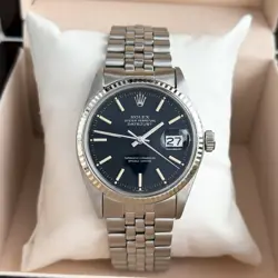 ROLEX DATEJUST 36MM 1601 FROM 1971 BLACK MATT WHITE GOLD BEZEL MEN'S WATCH