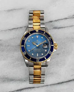 VINTAGE ROLEX SUBMARINER REF 16613 1993 BLUE DIAL TWO TONE 40MM CASE