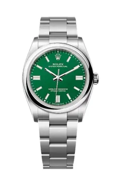 NEW 2024 ROLEX OYSTER PERPETUAL 126000 GREEN DIAL SS OYSTER 36 MM COMPLETE SET