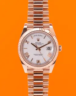 ROLEX DAYDATE 40MM 228235 ROSE GOLD WHITE ROMAN DIAL 2019