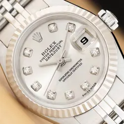 ROLEX LADIES DATEJUST 79174 SILVER FACTORY DIAMOND DIAL 18K GOLD STEEL WATCH