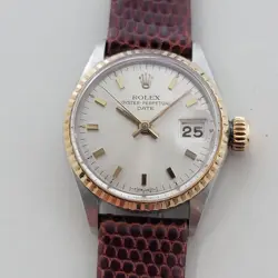ROLEX OYSTER PERPETUAL DATE REF 6517 25MM LADIES 18K SS AUTOMATIC 1960S RA583