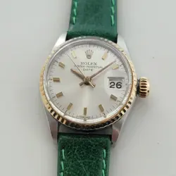 ROLEX OYSTER PERPETUAL DATE REF 6517 25MM LADIES 18K SS AUTOMATIC 1960S RA583B