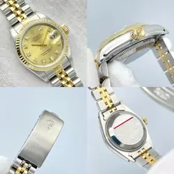 LADIES ROLEX DATEJUST 26MM 69173 FACTORY DIAMOND CHAMPAGNE DIAL GOLD JUBILEE