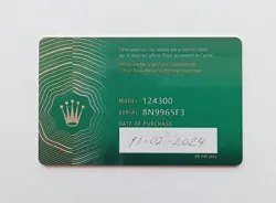 ROLEX GUARANTEE WARRANTY CARD BOOKLET OYSTER PERPETUAL 124300