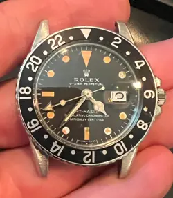 ROLEX GMT-MASTER BLACK 1675 VINTAGE STAINLESS STEEL PREOWNED 40MM