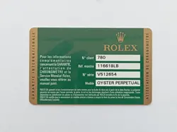 ROLEX GUARANTEE WARRANTY CARD BOOKLET SUBMARINER 116618 116618LB
