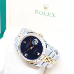 ROLEX 36MM 18K HALF YELLOW GOLD ONYX 6 & 9 DIAMONDS DATEJUST REF: 116233 (M)