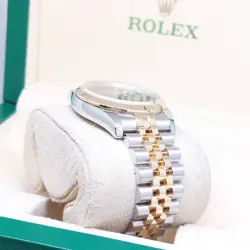 Rolex 36mm 18K Half Yellow Gold Onyx 6 & 9 Diamonds Datejust REF: 116233 (M)