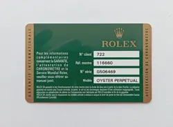 ROLEX GUARANTEE WARRANTY CARD BOOKLET SEA-DWELLER DEEPSEA 116660