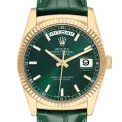 ROLEX PRESIDENT DAY-DATE YELLOW GOLD GREEN AUTOMATIC MENS WATCH 118138