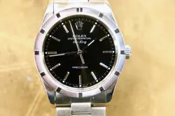 ROLEX AIR-KING 14010M BLACK DIAL 34MM STAINLESS STEEL WATCH - P SERIAL, 2000