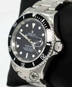 ROLEX Submariner Date 16610 Oyster No Holes Steel Black Dial Watch