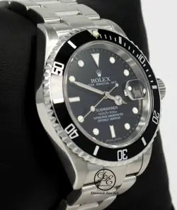 ROLEX Submariner Date 16610 Oyster No Holes Steel Black Dial Watch