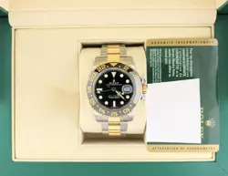 2016 ROLEX GMT-MASTER II 116713LN BLACK DIAL TT 18KT OYSTER WITH PAPERS 40MM