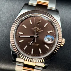 ROLEX DATEJUST 41MM 126331 TWO-TONE ROSE GOLD CHOCOLATE DIAL AUTOMATIC WATCH