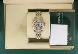 2011 ROLEX LADIES DATEJUST 179173 WHITE MOP ROMAN DIAL TT JUBILEE W/ PAPERS 26MM