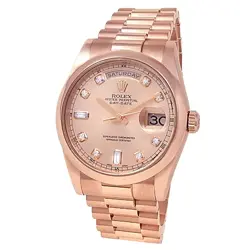 ROLEX DAY-DATE 18K EVEROSE GOLD PRESIDENT AUTO DIAMONDS PINK MEN'S WATCH 118205