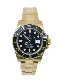ROLEX SUBMARINER 18K YELLOW GOLD WATCH 116618LN