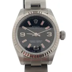 BLACK LADY ROLEX 26MM OYSTER PERPETUAL AUTOMATIC REF. 176200 STEEL PINK MARKERS