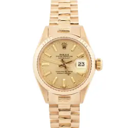 PAPERS ROLEX DATEJUST 26MM PRESIDENT CHAMPAGNE BARK 18K YELLOW GOLD 6917 BOX