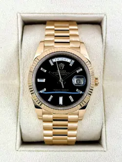 2024 ROLEX DAY-DATE 40MM 228238 YELLOW GOLD BLACK ONYX DIAMOND DIAL