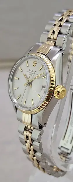 ROLEX OYSTER PERPETUAL DATE LADIES GOLD/SS WATCH 6517 1967 WITH 1 YEAR WARRANTY