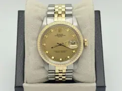 ROLEX DATE 1505 CHAMPAGNE DIAL 14K YELLOW GOLD STEEL 34MM SERVICE CARD