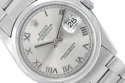 ROLEX 36MM DATEJUST STAINLESS STEEL 16200 SILVER DIAL SMOOTH BEZEL